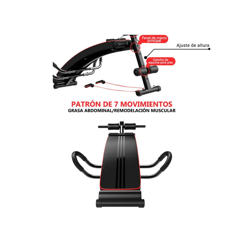 Banco Abdominales Musculación Fitness Tech Con Bandas Resistencia - Imagen 5