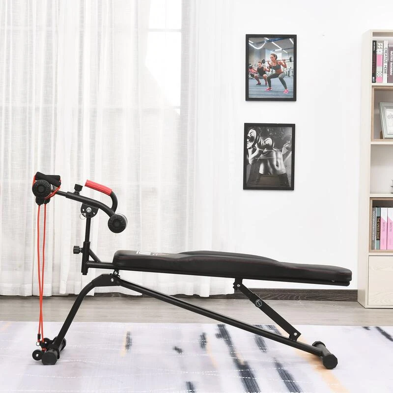 Banco De Abdominales HOMCOM Negro 44,5x143x92 Cm Acero Pvc Eva - Imagen 2