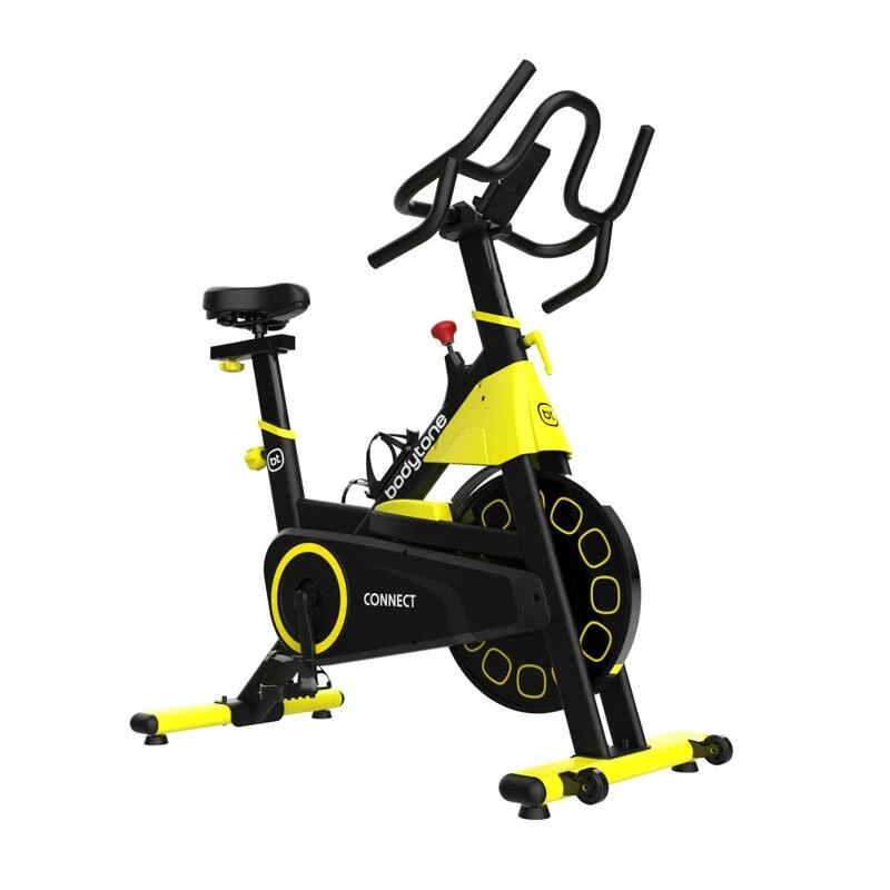 Bicicleta Indoor Spinning Bodytone Conectada Amarillo Rueda Inercia 16kg - Imagen 3
