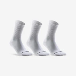 Calcetines Altos De Tenis Pack De 3 Artengo RS 100 Blanco