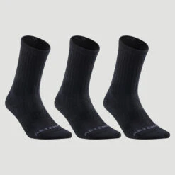 Calcetines Altos De Tenis Pack De 3 Artengo RS 500 Negro