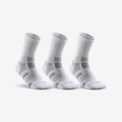 Calcetines Altos De Tenis Pack De 3 Artengo RS 560 Blanco Gris