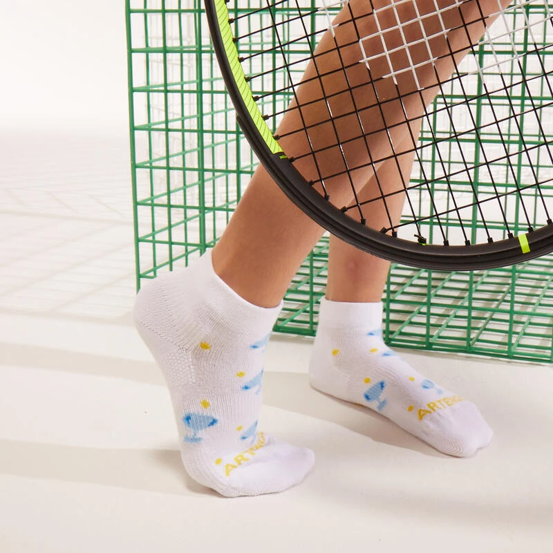 Calcetines Media Caña Tenis Niños Pack De 3 Artengo RS160 Azul Blanco Logo - Imagen 3