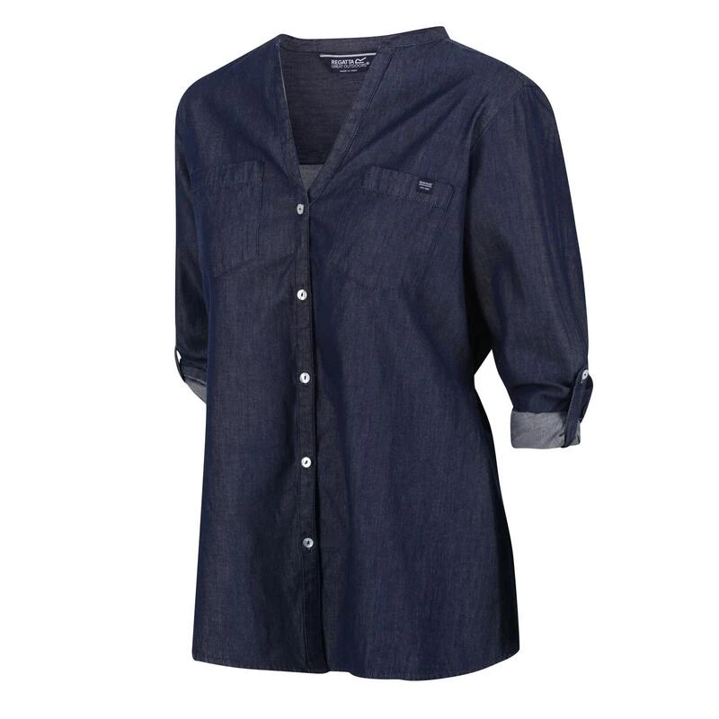 Regatta Camisa Malaya Apariencia Denim De Manga Larga Para Mujer Chambray - Imagen 4