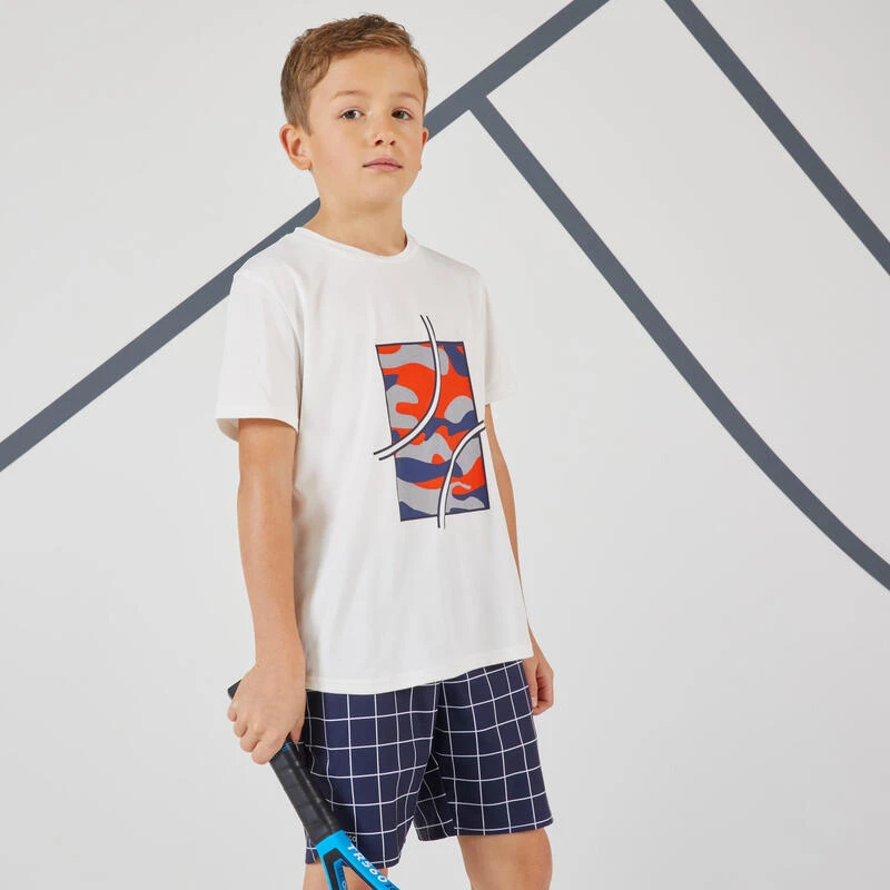 Artengo Camiseta De Tenis Manga Corta Niño TTS100 Kidz Blanco Estampado - Imagen 6