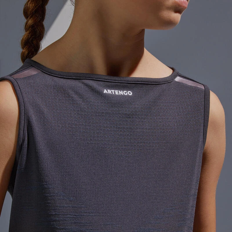 Camiseta De Tenis Sin Mangas Niña Artengo TTK900 Gris Carbón - Imagen 2