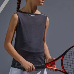 Camiseta De Tenis Sin Mangas Niña Artengo TTK900 Gris Carbón