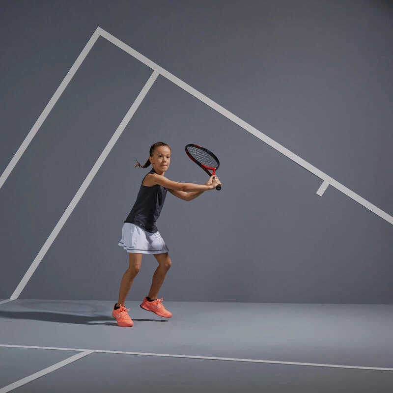 Camiseta De Tenis Sin Mangas Niña Artengo TTK900 Gris Carbón - Imagen 5