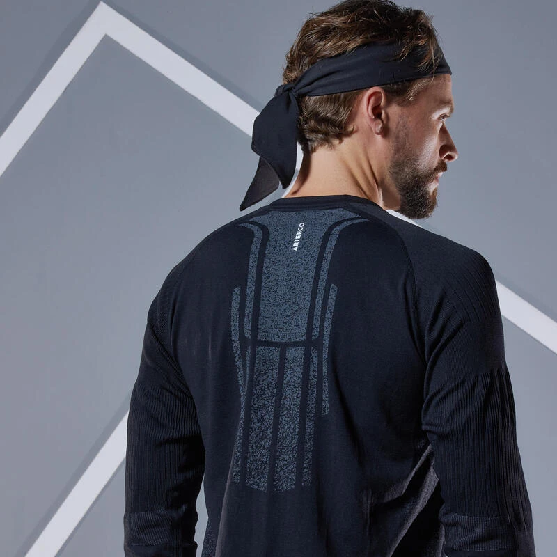 Camiseta De Tenis Térmica Negra Manga Larga Hombre Artengo TTS - Imagen 5