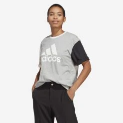 Camiseta Fitness Adidas Mujer Gris Colorblock