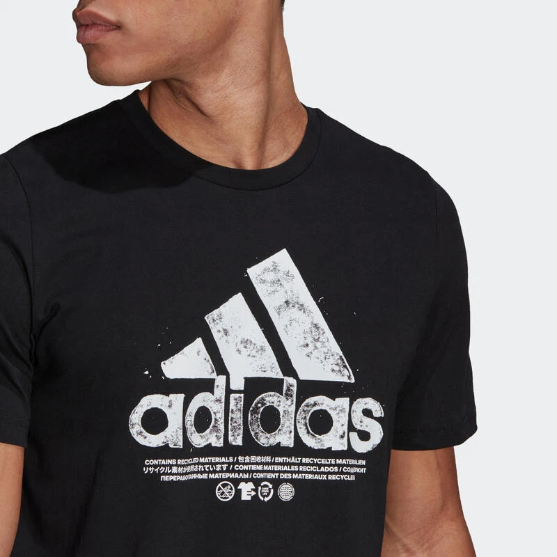 ADIDAS Camiseta Fitness Capsule Hombre Negro Manga Corta Recta Cuello Redondo Algodón - Imagen 3