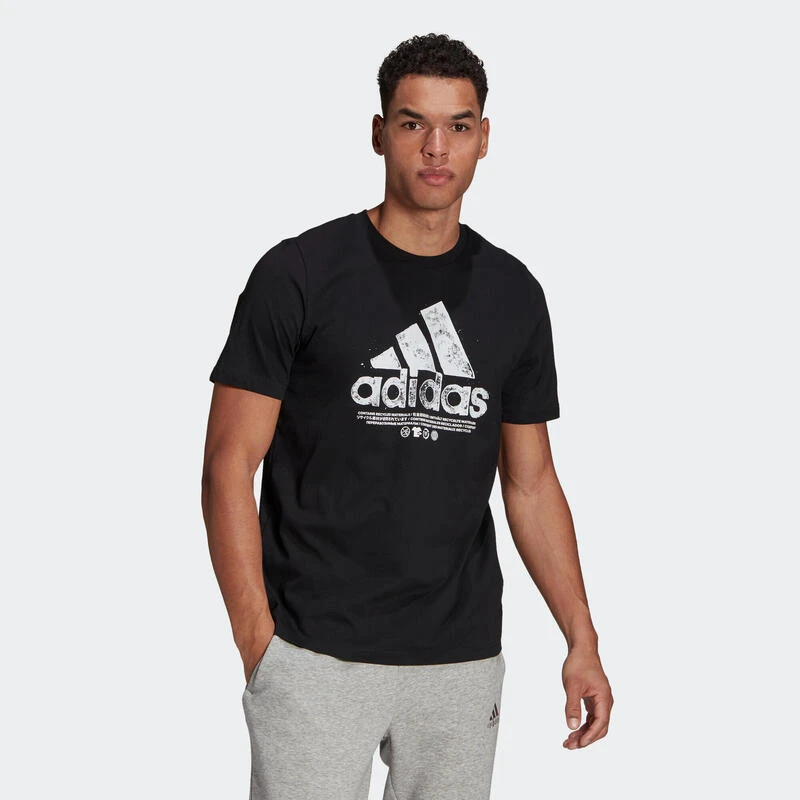 ADIDAS Camiseta Fitness Capsule Hombre Negro Manga Corta Recta Cuello Redondo Algodón - Imagen 5