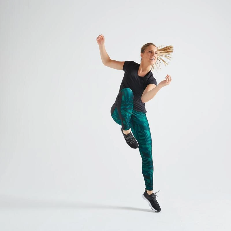 Camiseta Fitness Manga Corta Transpirable Mujer Domyos 100 Negro - Imagen 5