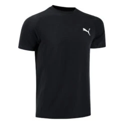 Camiseta Fitness Puma Hombre Negro Manga Corta Algodón