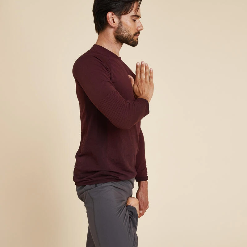 Camiseta Hombre Burdeos Sin Costuras Manga Larga - Imagen 3