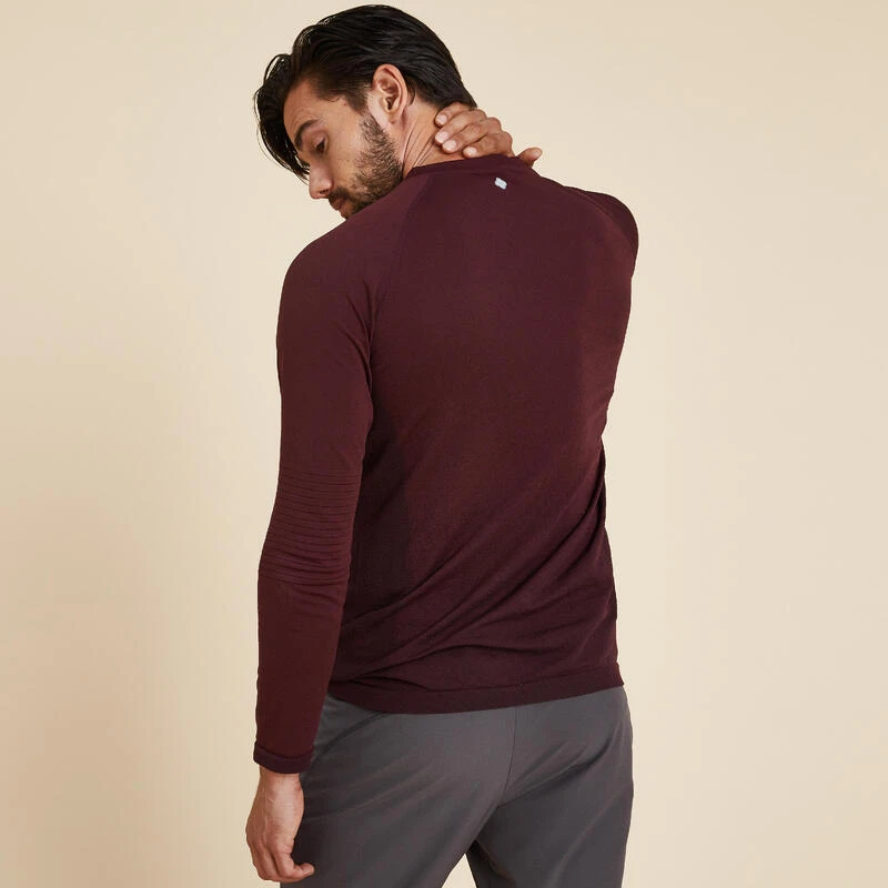 Camiseta Hombre Burdeos Sin Costuras Manga Larga - Imagen 4