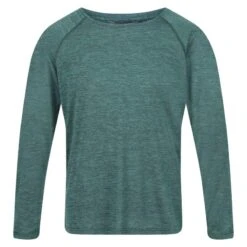 Regatta Camiseta Jaspeada Burlow Manga Larga Hombres Verde Pacífico