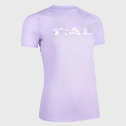 CAMISETA TRAIL RUNNING MUJER LILA ESTAMPADO MANGA CORTA