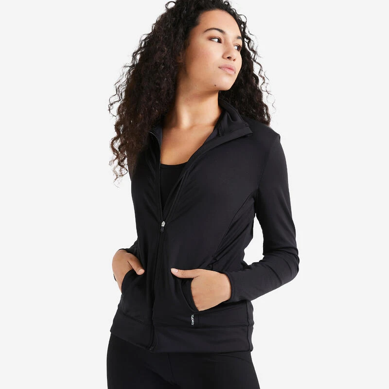 Chaqueta Fitness Con Cremallera Mujer Domyos 100 Negro