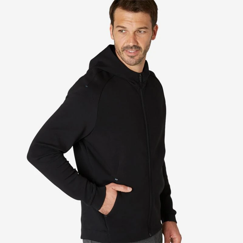 Chaqueta Fitness Con Cremallera Y Capucha Hombre Domyos Negro