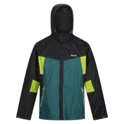 Regatta Chaqueta Impermeable Dresford Para Hombre Negro, Verde Pacífico