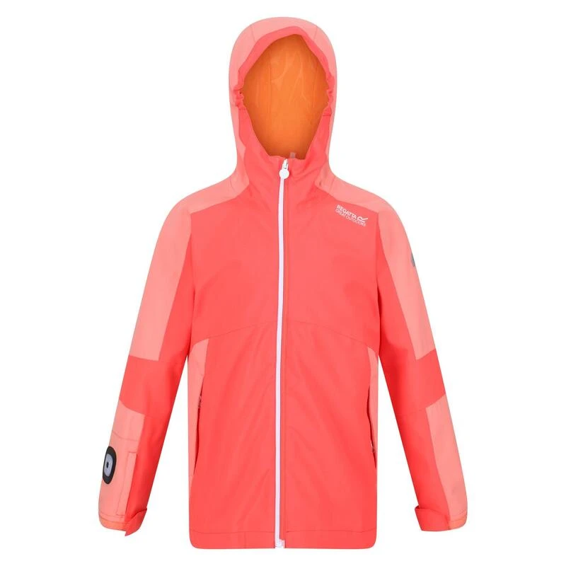 Regatta Chaqueta Impermeable Rayz Para Niños/Niñas Melocotón Neón, Coral Fusión