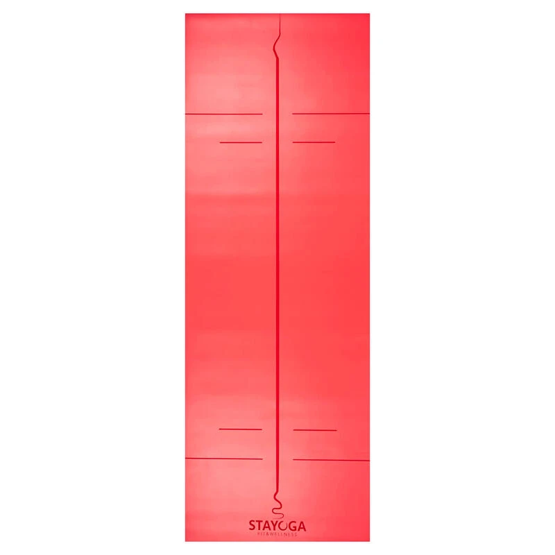 Esterilla De Yoga PU Pro Rojo - Lineas Posicionamento Y Alineación Orgánico - Imagen 2