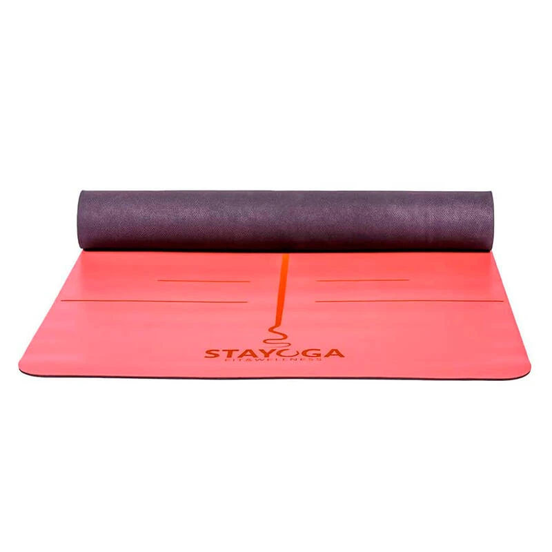Esterilla De Yoga PU Pro Rojo - Lineas Posicionamento Y Alineación Orgánico - Imagen 3
