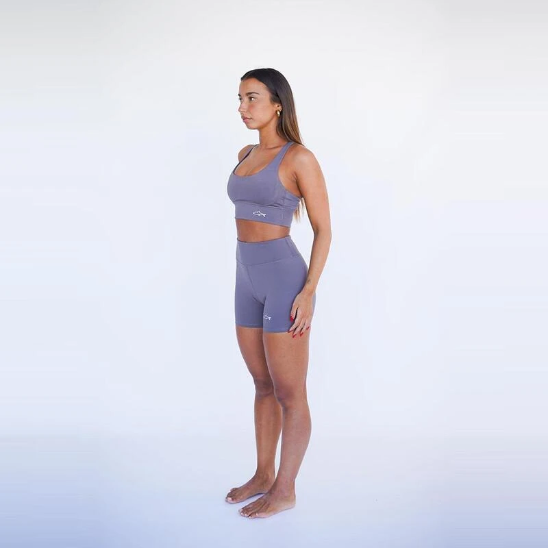 Leggings Mallas Fitness Cortos Sostenible Poliéster Mujer Fitplanet Shark Gris - Imagen 2