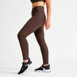 Leggings Mallas Fitness Efecto Vientre Plano Talle Alto Moldeadores Mujer Marrón