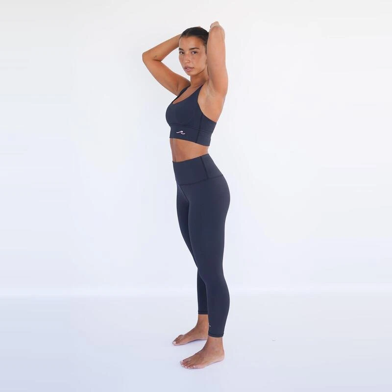 Leggings Mallas Fitness Largas Sostenibles Poliéster Mujer Fitplanet Ocean Negro - Imagen 2