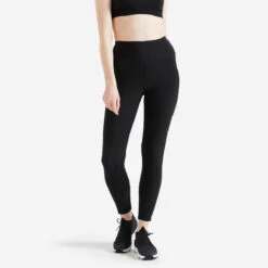 Leggings Mallas Fitness Largas Talle Alto Mujer Domyos Negro