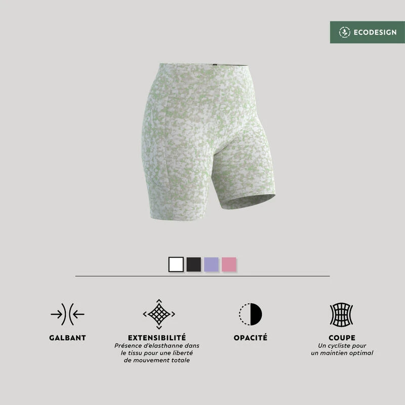 Mallas Ciclistas Fitness 520 Mujer Beis Estampado - Imagen 2