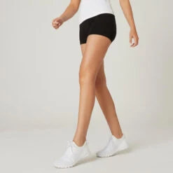 Mallas Short Slim Mujer Domyos Fit+ 500 Negro