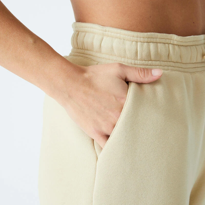 Pantalón Jogger Fitness 520 Mujer Beis Holgado - Imagen 4