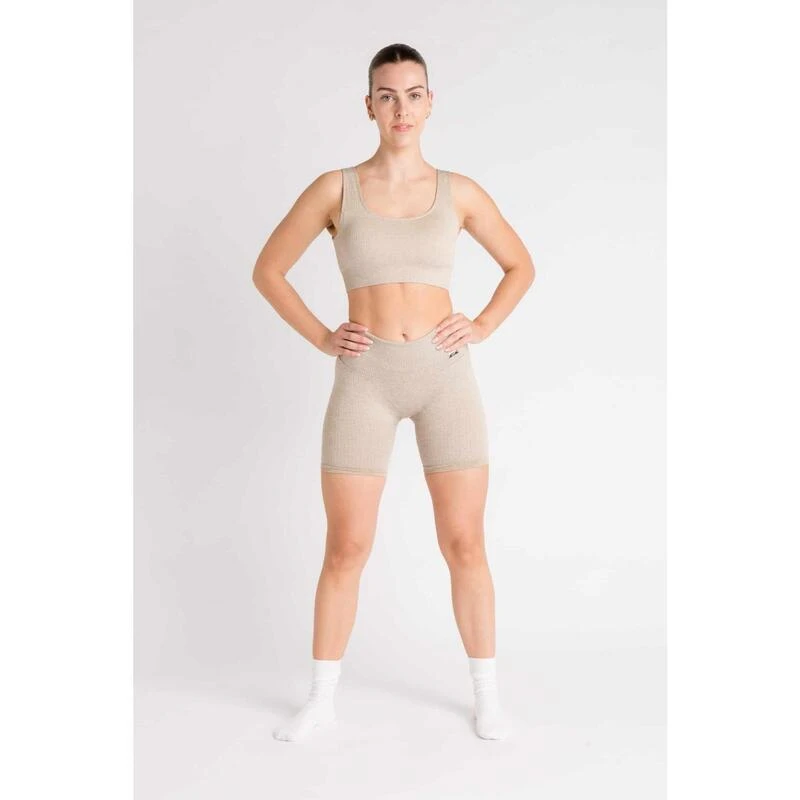 Pantalones Cortos Compresivos 'Ribbbed Seamless' - Mujer - Beis - Imagen 3
