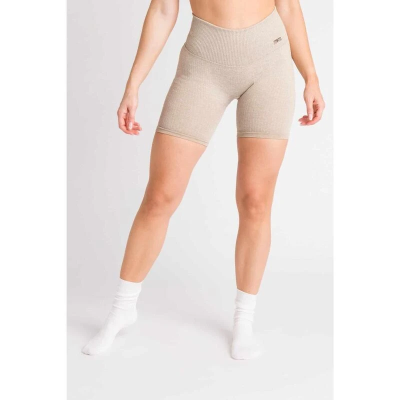 Pantalones Cortos Compresivos 'Ribbbed Seamless' - Mujer - Beis