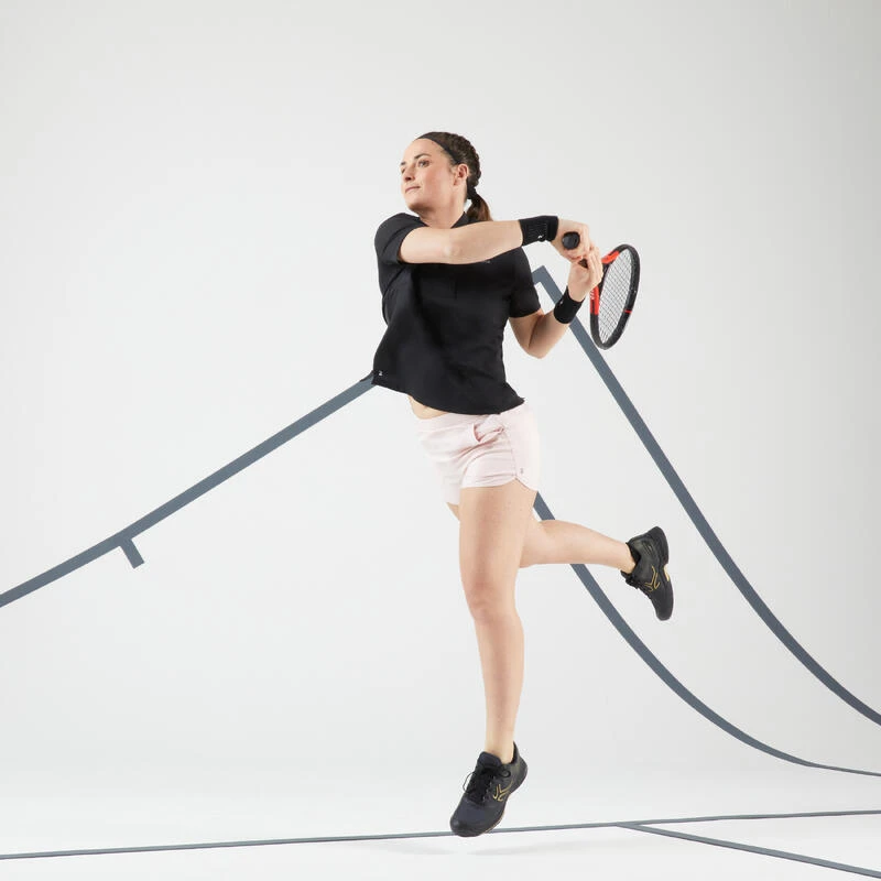 Polo De Tenis Mujer Artengo Dry Soft 500 Negro - Imagen 2