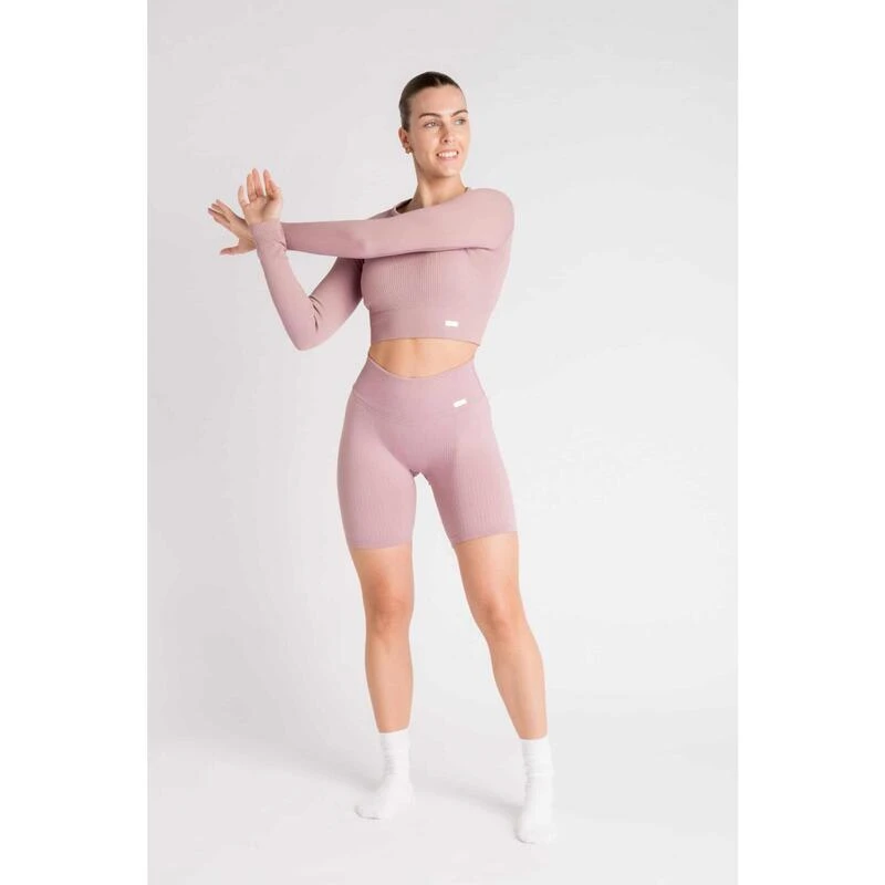 'Ribbbed Seamless' Top Acanalado Fitness - Mujer - Plum Roja - Imagen 2