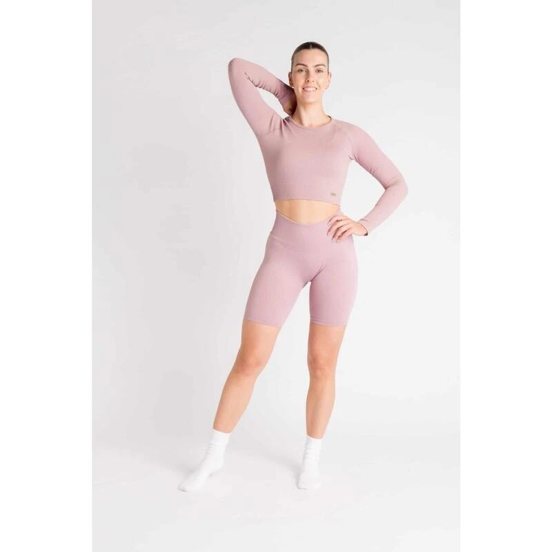 'Ribbbed Seamless' Top Acanalado Fitness - Mujer - Plum Roja - Imagen 3