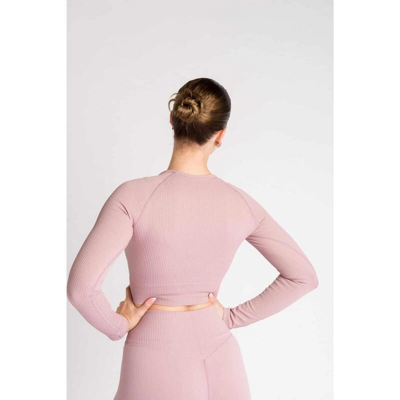 'Ribbbed Seamless' Top Acanalado Fitness - Mujer - Plum Roja - Imagen 4