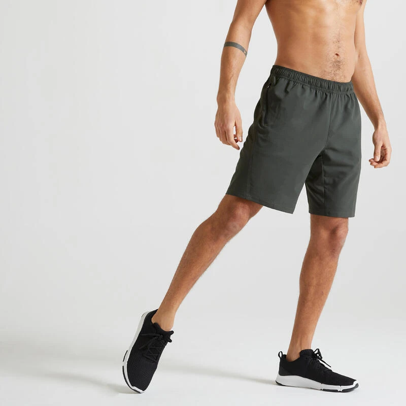 Short Fitness Pantalón Corto Chándal Con Bolsillo Hombre Domyos FST 120 Verde