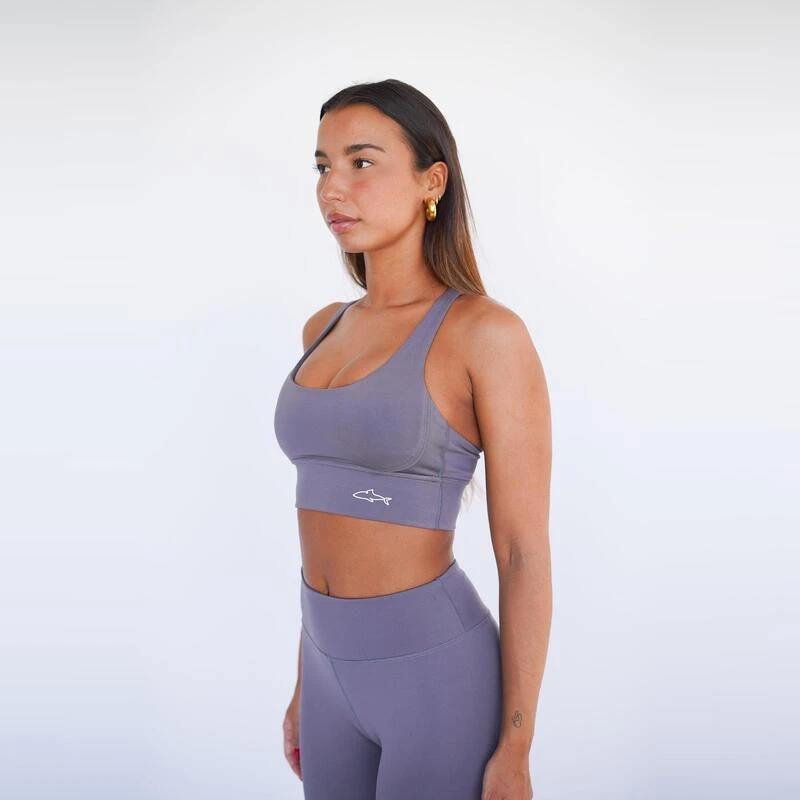 Top Deportivo Fitness Sostenible Poliéster Mujer Fitplanet Shark Gris - Imagen 3