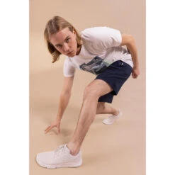 ZAPATILLAS DE FITNESS HOMBRE 100 2.0 BEIGE BLANCO ROTO